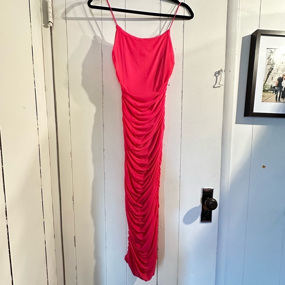 AKIRA Elegant Pink Ruched Dress